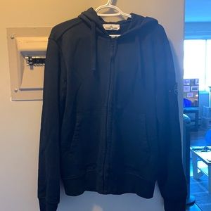 Stone island large zip up hoodie navy